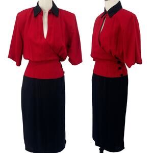 Vintage Red and Black Midi Dress